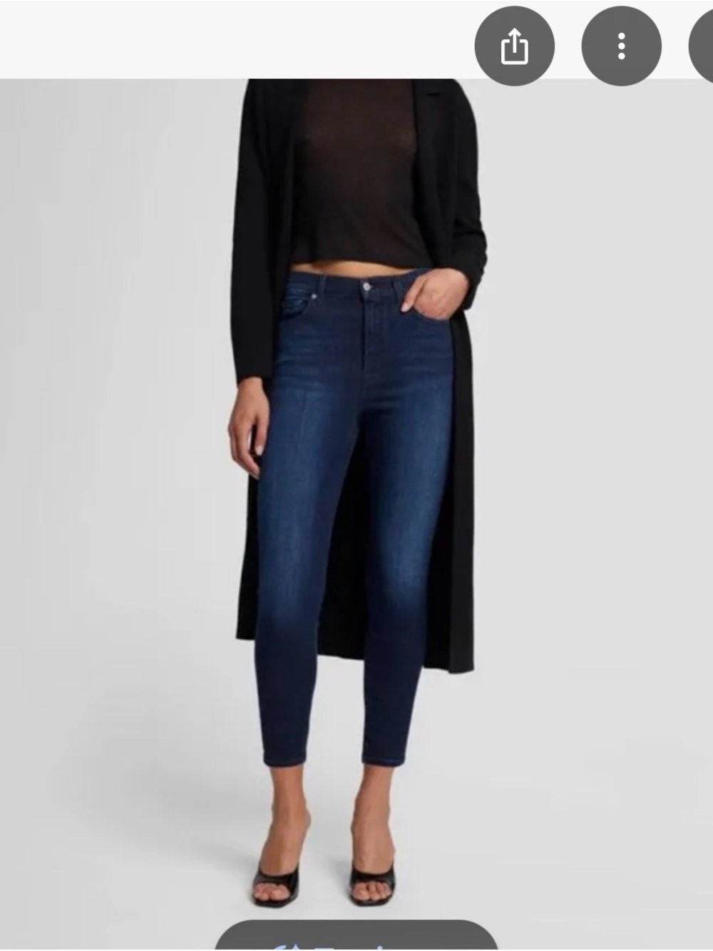 7 For All Mankind Dark Blue Cropped High-Rise Skinny Jeans